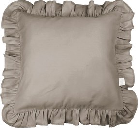 Vankúš s volánikmi taupe 45cm