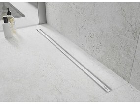 Mexen Flat nerezový sprchový žľab s rotačným 360° sifónom 90 cm, vzor SLIM, biela, 1241090