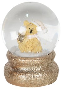 Malé zlaté sněžítko s flitrami a medvedíkom - Ø 4 * 5 cm