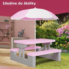 Spielwerk Detská sedacia zostava so slnečníkom JASMIN, 67x78,5x42,5cm, ružová/šedá