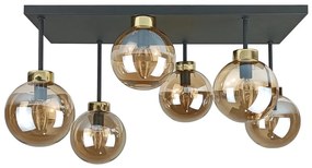 Prisadený luster DEA 6xE14/60W/230V čierna/zlatá/dymová béžová