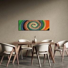 Abstraktný obraz - farebná špirála (s hodinami) (90x30 cm)