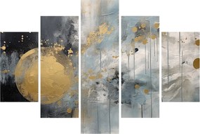 Obraz - Abstrakcia so zlatou guľou (150x105 cm)