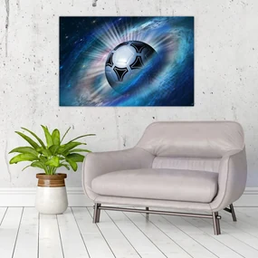 Obraz - Futbalová lopta vo vesmíre (90x60 cm)