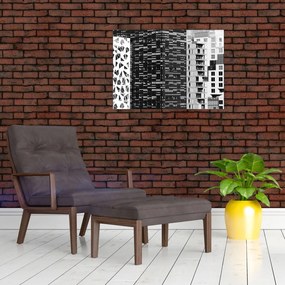 Sklenený obraz čiernobiele architektúry (70x50 cm)
