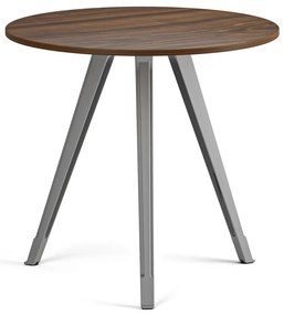 Konferenčný stôl PRIMO ZEN, priemer 80 cm, sivostrieborná podnož, orech