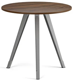 Konferenčný stôl PRIMO ZEN, priemer 80 cm, sivostrieborná podnož, orech