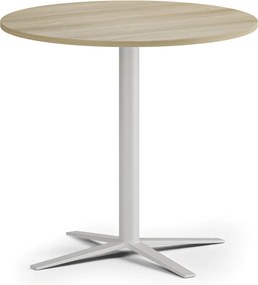 Konferenčný stolík AURA, priemer 60 cm, biela podnož, dub prírodný