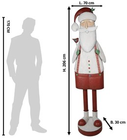 Veľká vianočná kovová dekorácia socha Santa - 70*30*206 cm