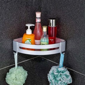 Rohová polička do koupelny MYZEA II stříbrná