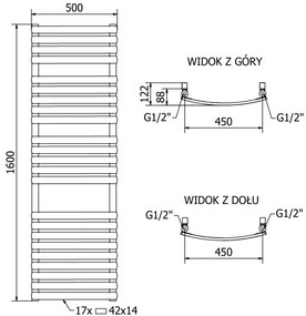 Mexen Bachus, vykurovacie teleso 1600x500 mm, 787 W, antracitová, W109-1600-500-00-66