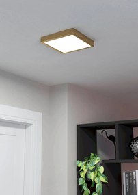 EGLO LED stropné osvetlenie FUEVA 5, 17W, teplá biela, 21x21cm, hranaté, mosadzné