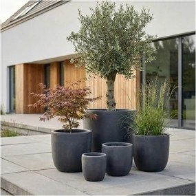 MI Sada vonkajších kvetináčov OMBRA 2/6 (tmavosivé)