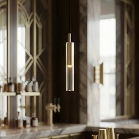 Moderný reflektor zlatý s jantárovým sklom pre koľajnicový systém 1-fázový - Slimline Loyce