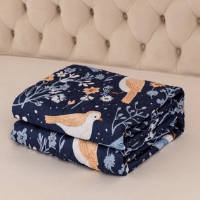 Prehoz na posteľ DENIM BIRDS, modrý Rozmer: 170 x 210 cm
