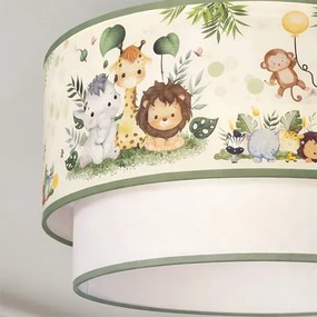 Brilagi-LED Detské prisadené stropné svietidlo BOBO 1xE27/60W/230V pr. 40 cm krémové / zelené / džungľa