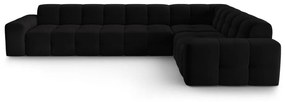 Čierna zamatová rohová pohovka (pravý roh) Kendal - Micadoni Home