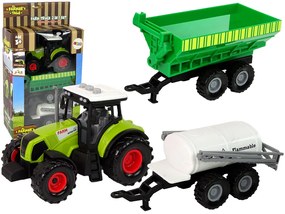LEAN TOYS Traktor s prívesom a cisternou – zelený