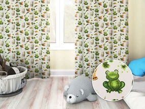 Biante Detský bavlnený záves Sandra SA-609 Žabky a slimáky na bielom 150x140 cm