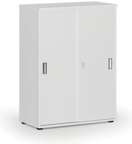 Kancelárska skriňa so zasúvacími dverami PRIMO WHITE, 800 x 420 x 1087 mm, biela