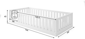 Posteľ BELLA SIMA 190x90 Montessori z masívu – biela