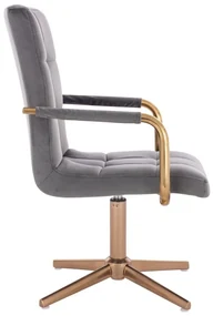 LuxuryForm DESIGN Stolička VERONA GOLD VELUR na zlatom kríži - tmavo šedá