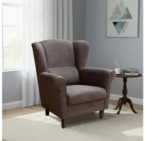 Ušiakové kreslo GALA tmavohnedé