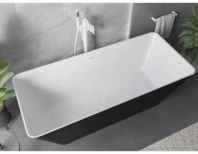 Mexen Velo Slim, voľne stojaca vaňa 170 × 75 cm, biela lesklá, biely prepad, 52811707500-20