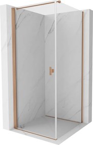 Mexen Mist-B, 1-krídlový výklopný sprchový kút 85 x 85 cm, číre sklo, medený matný profil, 8A2T-085-085-65-00