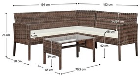 Kondela Záhradný 2-dielny ratanový set, hnedá/béžová, FARIEL