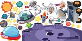 Samolepka na stenu veselí astronauti 150 x 300 cm