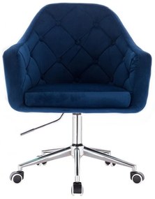 LuxuryForm DESIGN Kreslo ANDORA VELUR na strieborné podstave s kolieskami - modré