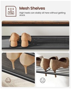 VASAGLE HSR415B01 – multifunkčný vešiak na kabáty so zrkadlom a lavicou