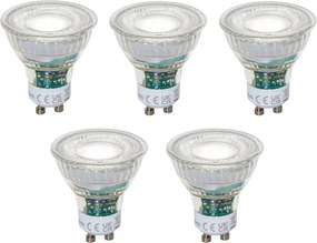 Sada 5 stmievateľných LED žiaroviek GU10 50mm čírych 2,5W 450 lm 6500K