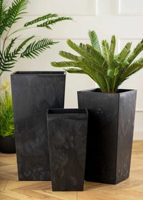 PLASTOVÝ KVETINÁČ PORTO SADA 3KS 67,7X35 CM+46,5X25 CM+57X30 CM IMITÁCIA BETÓNU ČIERNA