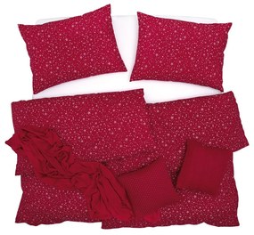 SCANquilt Obliečky KLASIK hviezdičky červená 140x200 cm + 70x90 cm