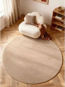 Ručne tkaný vlnený okrúhly koberec v prírodnej farbe ø 160 cm Puristic Knots – Elle Decoration