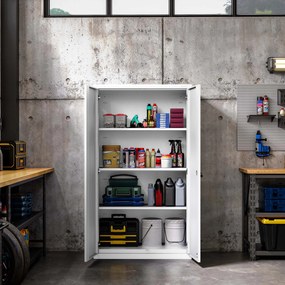 Kovová modulárna multifunkčná skriňa na podstavci biela MEGAN 1600 x 900 x 400 mm