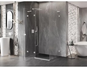 Mexen Lunar, L sklápací sprchový kút ľavý 90 x 80 cm, 8mm číre sklo, biely profil, 834L-090-080-20-00-L