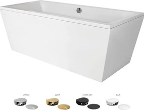 Besco Voľne stojaca vaňa zo sanitárneho kompozitu Vera CC/NP 180x80, napúšťanie cez prepad BESCO-Typ výpuste: McAlpine Click-Clack s napúšťaním cez p…