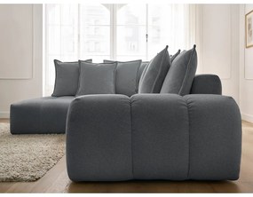 Tmavosivá ženilková rozkladacia/s úložným priestorom rohová pohovka (ľavý roh/do L) Everest – Bobochic Paris