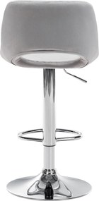 Barová stolička Camden - zamat, chróm rám - Svetlo sivá