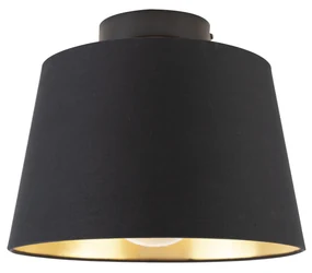 Stropné svietidlo s tienidlom z bavlny čierne so zlatom 25 cm - Combi Black