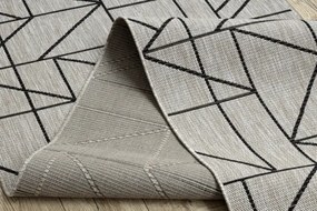 Behúň SIZAL FLOORLUX 20605 trojuholníky geometrický - strieborný, čierny