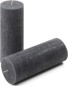 Antracit parafínová sviečka rustikálna 20 cm,90 h, sada 4 ks