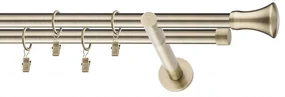 Dekorstudio Mosadzná dvojradová garniža MONACO 19mm Dĺžka: 140cm, Typ uchytenia: Držiak dvojitý modern, Typ príslušenstva: Krúžky tiché so štipcami
