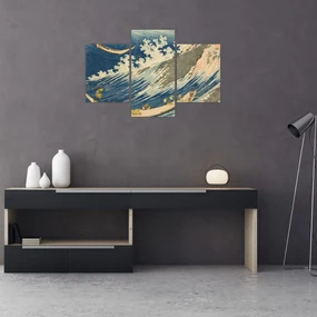 Obraz - Katsushika Hokusai, Fishing Boats at Choshi in Shimosa (Soshu Choshi) , reprodukcia (90x60 cm)