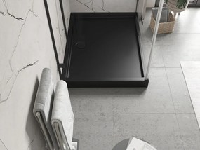 Mexen Flow+, obdĺžniková sprchová vanička 100 x 80 cm, čierna matná, 46R708010H