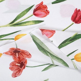 Biante Bavlnený záves Sandra SA-506 Tulipány na bielom 140x200 cm