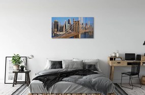 Obraz na akrylátovom skle Bridge mrakodrapy river 100x50 cm